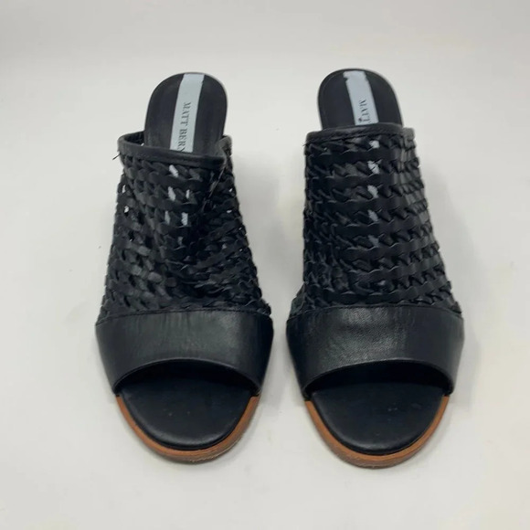 Matt Bernson Pia Woven Leather Wedges in Black - Picture 2 of 8